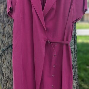 Jones New York Fuchsia Silk-Linen Dress
